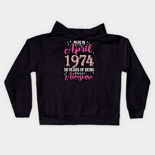 50th Birthday Floral Gift for Womens Born in April 1974 Kids Hoodie